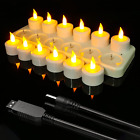 Ymenow Usb Rechargeable Candles 12Pcs Flameless Rechargeable Tea Lights Led