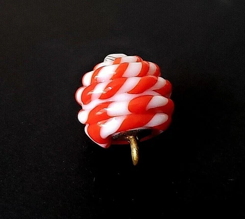 Not The Big Modern Kind….1930's Glass Overlay Sheath Button…Orange w White Core Cover