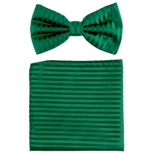 Nueva pajarita formal para hombre polietileno preatado_hankie tono sobre tono rayas verde esmeralda - Imagen 1 de 3