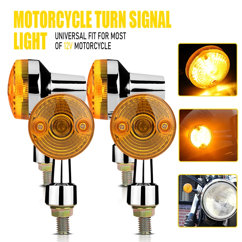 4X Señales LED Giratorias Luz Indicadora Luz Trasera Ámbar Universal para Moto Foto 1 de 4