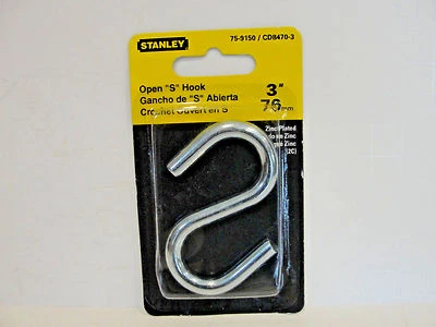 Крючок Stanley Hardware 3 дюйма цинковый с открытым концом «S», 75-9150/CD8470-3 - Изображение 1 из 2