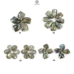 Natural Untreated Rainbow Flashing Labradorite Pear & Uneven Shape Briolette Set - Picture 1 of 5