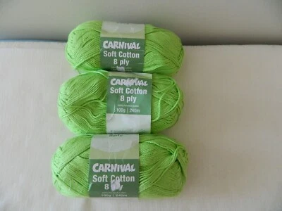 Yarn Panda CARNIVAL Soft Cotton Green 8ply Lot 3 Yarns Made In India - image 1 of 4