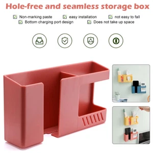 2 PIEZAS Organizador de enchufe de teléfono móvil con soporte montado en pared para caja de almacenamiento control remoto - Imagen 1 de 16