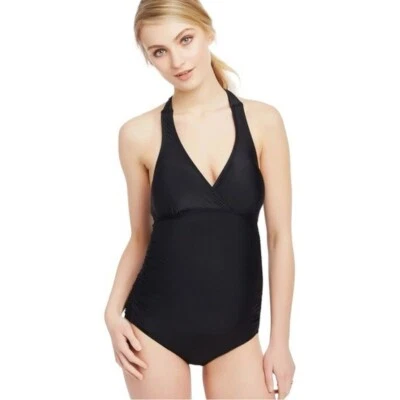 🌻NEW w.tag Motherhood Maternity Beach Bump Black 1-Piece Swimsuit Size Small - Image 1 of 4
