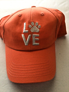 Pet Lover's Love Paw Orange Baseball Cap Hat Cute Puppy, Dog, Cat Adjustable