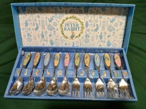 Peter Rabbit Spoon & Fork 10 piece set Silver Color Cutlery - Picture 1 of 3