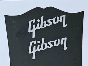 2  Guitar Headstock Logos, Die-Cut Vinyl Decal,  SILVER,   Gibson - Picture 1 of 6