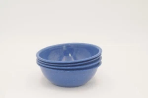 4 Vintage Blue And White Enamelware Camping Bowls Cereal Soup Bowls - Picture 1 of 9