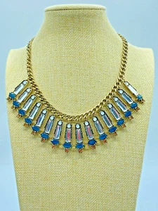 Rhinestone Bib Necklace In Egyptian Style Signed NY - Picture 1 of 15