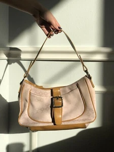nine west shoulder bag- pink and brown, buckle on the front, y2k vibes - Picture 1 of 4