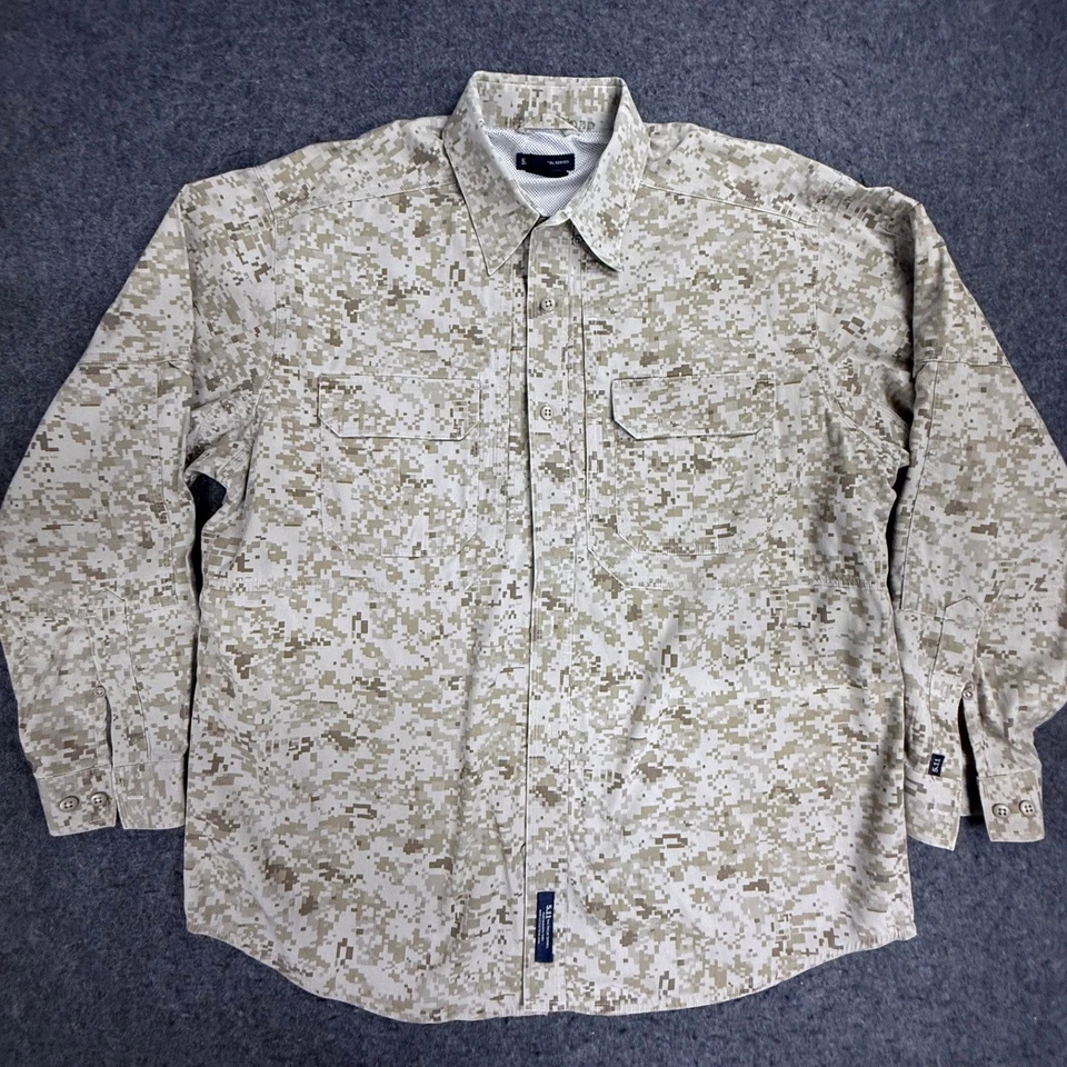 Camisa táctica de manga larga 5.11 para hombre L bronceada digi camuflada malla ventilada bolsillos forrados Foto 1 de 4