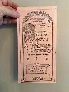 Póster Wayne County Flyer 1980 Noche de Halloween CBGB - Imagen 1 de 4