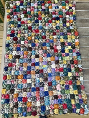 Antiguo Edredón Corredor de Mesa YoYo Hecho a Mano De Colección Tiro Yo-yo’s ¡HERMOSO! 52”L x 25” Foto 1 de 4