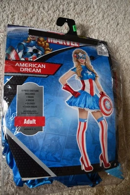 MARVEL 6 PIEZAS SUEÑO AMERICANO DISFRAZ HALLOWEEN MEDIANO VESTIDO GUANTES HASTA EL MUSLO Foto 1 de 4