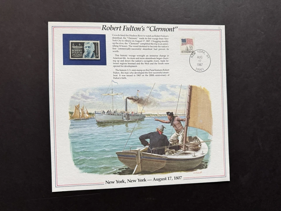 1980s US History Event Panel (036) +Robert Fulton's Clermont Steamboat #1270 - Image 1 of 1