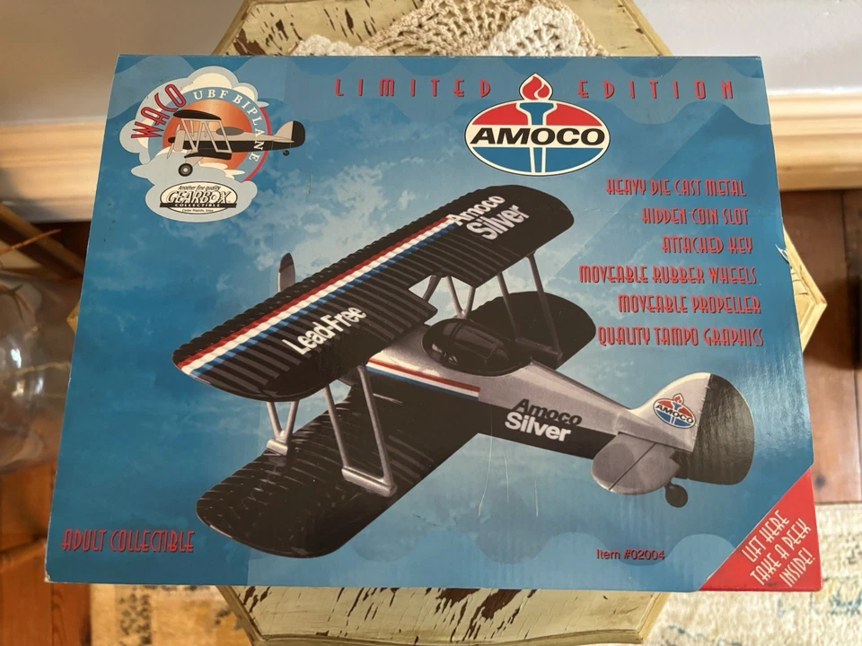 Limited Edition Gearbox Collectibles - 02004 - Amoco Waco UBF Biplane Coin Bank - Image 1 of 3