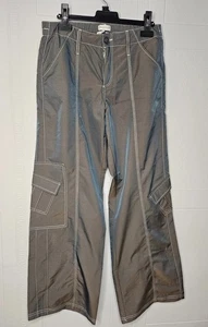 Urban Outfitters Olive Green Top Stitched Mid Rise Cargo Wide Leg Pants S - Picture 1 of 14