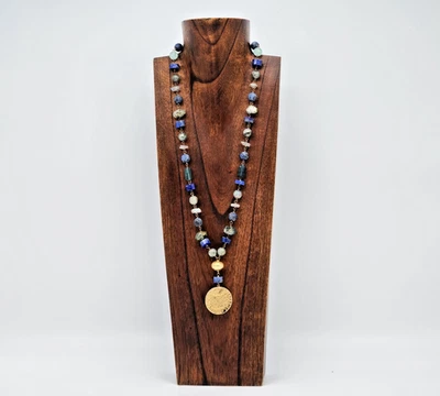 Declaración DEVON LEIGH Collar Piedras Naturales Gota Moneda Colgante Collar 28""L Foto 1 de 4