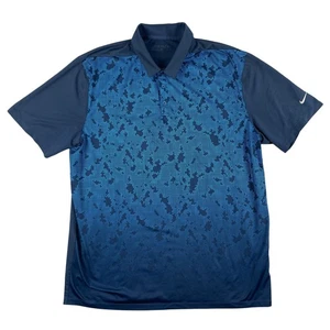 Nike Golf Polo Shirt Men XL Blue Dri-FIT Camo Swoosh Short Sleeve Athletic Fit - Picture 1 of 12