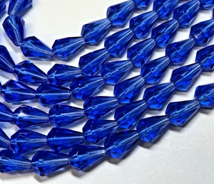 25 cuentas de lágrima de campana facetadas de vidrio checo azul zafiro 10x7 mm - Imagen 1 de 4