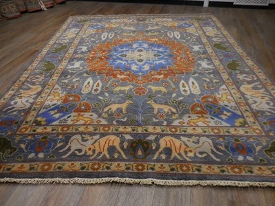 Alfombra Bohemia Oushak, Hecha a Mano Caza (Árbol de la Vida) Alfombra Turca 8x10 Pies Foto 1 de 4