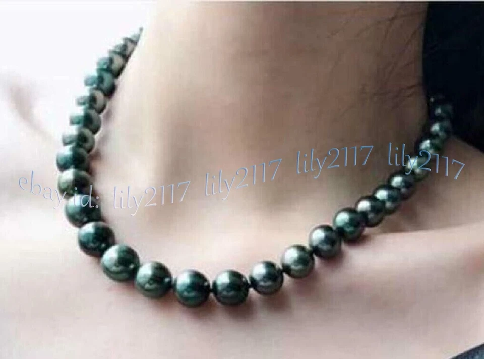 Collar de perlas negras redondas naturales reales de Tahití Luster 10-11 mm 14-48 pulgadas Foto 1 de 4