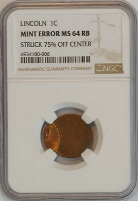 Lincoln Memorial Small Cent MINT ERROR MS 64 RB NGC 1C US COIN PENNY - Image 1 of 4