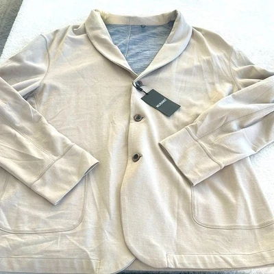 Abrigo Blazer Abrigo Mezcla Algodón Lana Mezcla Cárdigan Murano Talla 2XB Grande Avena Jersey 3 Botones Foto 1 de 4