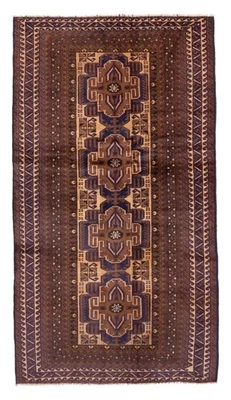 Alfombra geométrica vintage de lana tradicional anudada a mano de 3'5" x 6'3" Foto 1 de 4