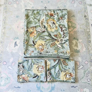 Copripiumino Pottery Barn King lino cotone federe Vanessa Palampore blu set di 3 - Foto 1 di 6