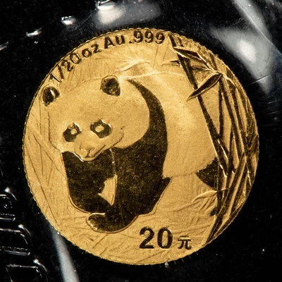 Moneda panda de oro de 20 yuanes 2001 1/20 oz veinte onzas - sellada OMP - G5843 Foto 1 de 4