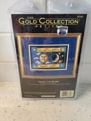 " count the stars" the gold collection petites counted cross stitch # 6742 NIP - Image 1 of 3
