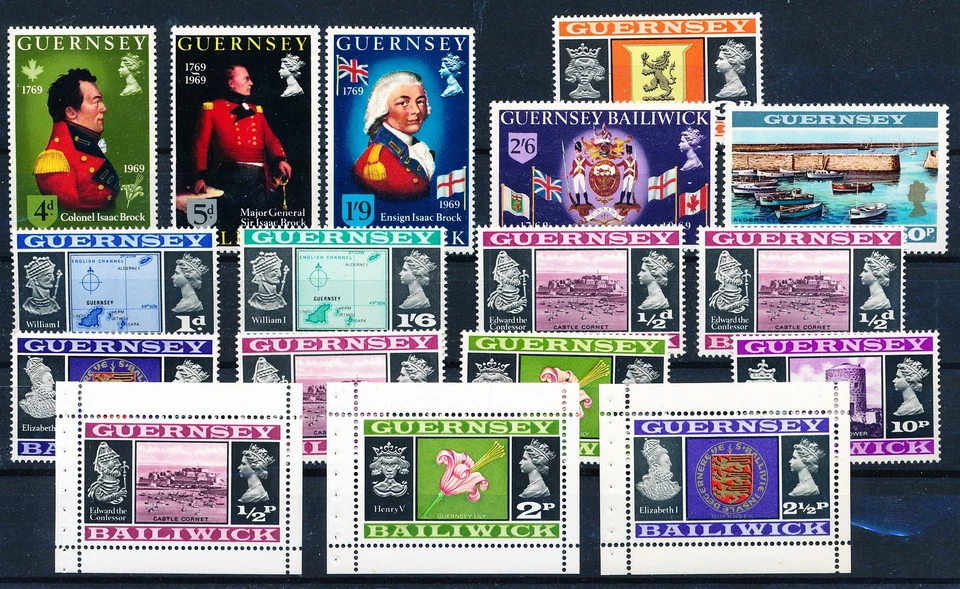 LS64138 Guernsey sir Isaac Brock coat of arms & views fine lot MNH - Image 1 of 1