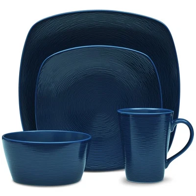 Colorscapes Navy-on-Navy Swirl 4-Piece Square Place Setting, Service for 1 - Image 1 of 2