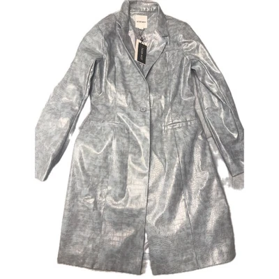 Chaqueta Blazer Larga TIGER MIST Plateada Cocodrilo Cuero Sintético Repujado XL Foto 1 de 4