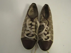 New NO TAG  Michael Kors brown white color MK"  fabric  shell laced up shoes 8 M - Picture 1 of 3