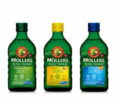 MOLLERS Möller's Omega-3 Lebertran (3x Geschmack 3 x 250ml) Lebertran natürlich EPA DHA