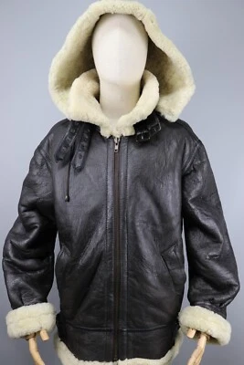 CHAQUETA USAF TIPO G-8 Abrigo Piel de Oveja Natural De Colección Para Hombre Con Capucha Talla L Foto 1 de 4