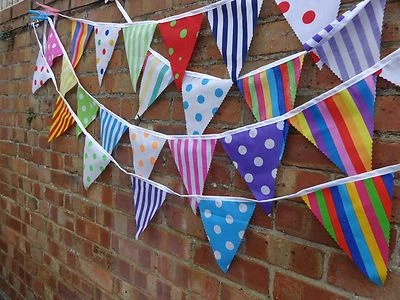 TELA BUNTING. RAYAS Y MANCHAS. VENDIDO POR METRO. FIESTAS. BODAS. DECORACIONES. Foto 1 de 3