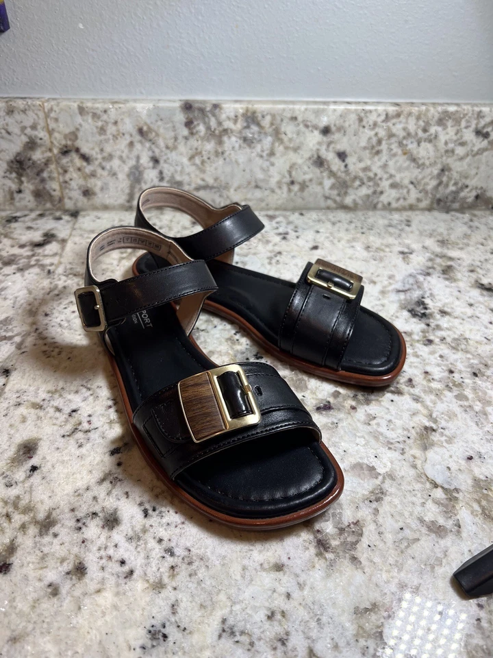 Rockport Total Motion Zadie Buckle Women's Black Sandals 5M