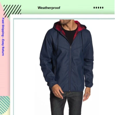 Chaqueta polar adherida de cuero sintético resistente a la intemperie, azul marino oscuro, talla M Foto 1 de 3