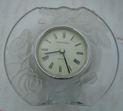Clock Glass Quartz by Home Beautiful Rose Crystal Glass Mantel 6” Tall Cover