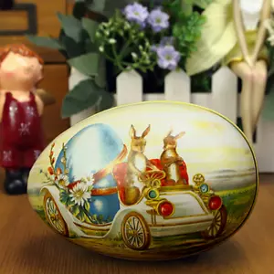 50x Sets Bunny Rabbit Litho Metal Tins Can Kids Gift Box Easter Egg Hunt Boxes - Picture 1 of 8