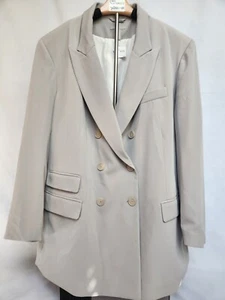 H&M Double-Breasted Blazer Womens XXL Beige Polyester Soft Light Brand New - Picture 1 of 14