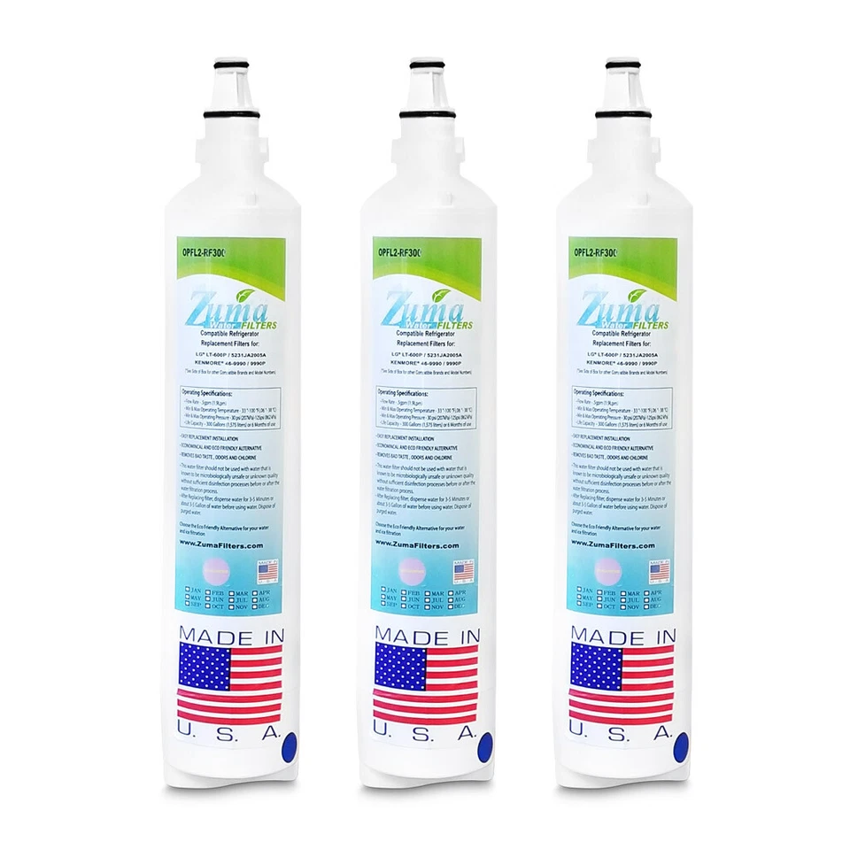 (3-Pack) Zuma Refrigerator Water Filter FITS 5231JA2006F  5231JA2006F-S USA MADE - Image 1 of 1