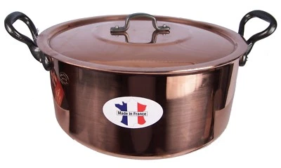 ЗАПЕКАНКА BAUMALU МЕДНАЯ 9 ДЮЙМОВ + КРЫШКА ЗАПАСА ГОРШОК ВЕС 5 фунтов 11 унций СДЕЛАНО ВО ФРАНЦИИ - Изображение 1 из 4