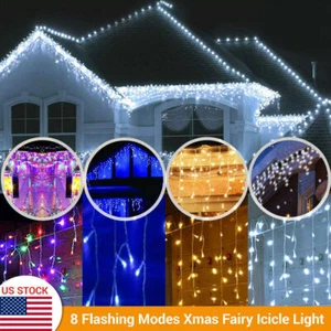 13FT Curtain Icicle Lights Wedding Party LED Fairy Christmas Indoor Outdoor US - Picture 1 of 21