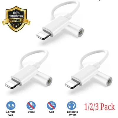 For iPhone Headphone Adapter Jack IOS to 3.5mm Cord Dongle Converter 1/2/3PCS - Image 1 of 4