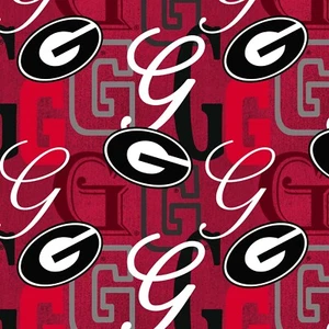 University of Georgia Cotton Fabric-Georgia Bulldogs Letters-1372 - Picture 1 of 1